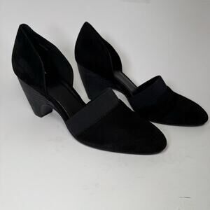 Eileen Fisher Bailey Suede Mesh Pumps Shoes Heels Black Women Size 11
